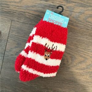 The Christmas Shoppe Fuzzy Reindeer Socks Size 9-11